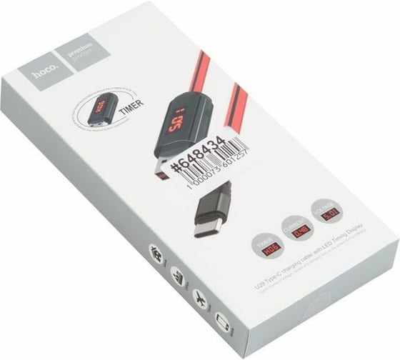 Кабель USB Hoco U29 LED displayed timing для Type-C, 2.0A, длина 1.2м, красный 648434