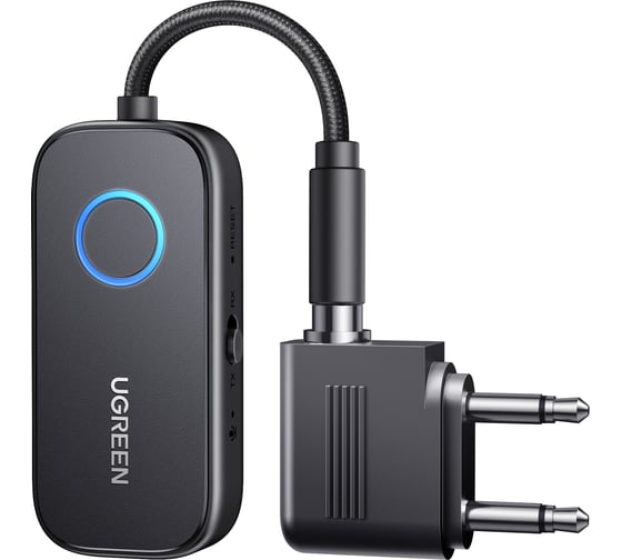 Адаптер Bluetooth приемник/передатчик UGREEN CM672 Bluetooth 5.2 Audio TransmitterReceiver с адаптером для наушников в самолете, серый 35222A 1