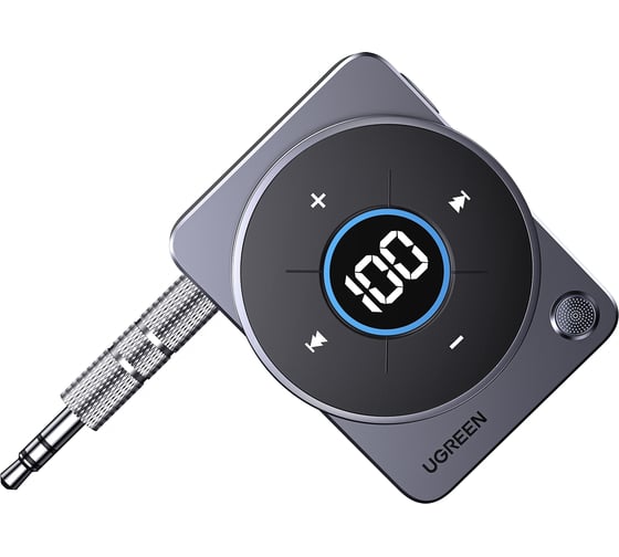 Аудиоадаптер UGREEN CM724 35003 CarHome Bluetooth 5.4 Receiver Audio Adapter со съемным металлическим штекером 3,5мм, серый 35003_ 1