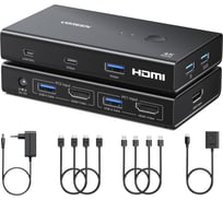 Переключатель UGREEN AK502 45452 HDMI 2.0 KVM Switch 2 In 1 Out, черный 45452_