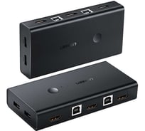 Переключатель UGREEN CM200 50744 HDMI Switch Box 2 In 1 Out KVM Switching, черный 50744_