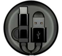 Кабель-рулетка InterStep MicroUSB+TypeC, USB2.0, алюминий черно-черный, 0.9м 65576