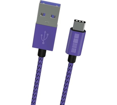 Кабель InterStep TypeC-USBA USB3.0 Ultra Violet нейлон 1,0м, M-M 58530