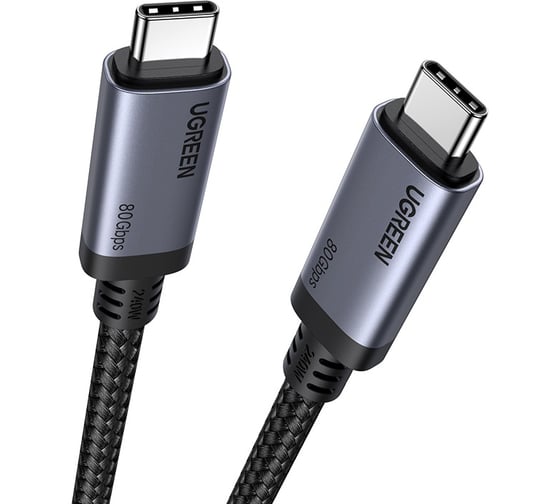 Кабель UGREEN L706 65383 240W 80Gbps USB-C to USB-C GEN4 Charging Cable 5A Max. Длина: 1м. Цвет: серый 65383_ 1