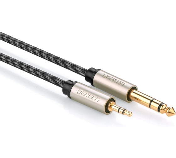 Кабель UGREEN AV127 10630 3.5mm to 6.35mm TRS Stereo Audio Cable. Длина: 5м. Цвет: серый 10630_