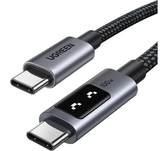 Кабель UGREEN L509 45612 UNO Type C 2.0 Male To Type C 2.0 Male 5A Data Cable. Длина: 0,5м. Цвет: черный/серый 45612_ 1