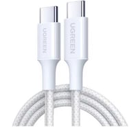 Кабель UGREEN L501 35219 60W USB-C to USB-C PD Fast Charging Braided Cable 3A Max. Длина: 2м. Цвет: белый 35219_