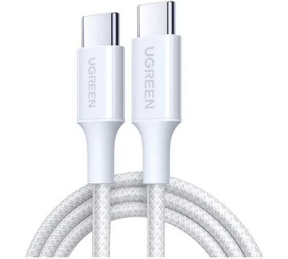 Кабель UGREEN L501 35219 60W USB-C to USB-C PD Fast Charging Braided Cable 3A Max. Длина: 2м. Цвет: белый 35219_ 1