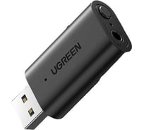 Приемник/передатчик UGREEN Bluetooth CM523 60300 USB 2.0 to 3.5mm Bluetooth Transmitter/Receiver Adapter с аудио кабелем. Цвет: черный 60300_