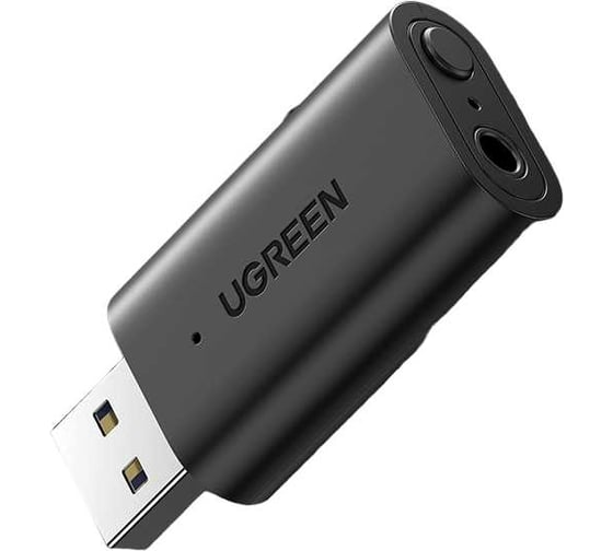 Приемник/передатчик UGREEN Bluetooth CM523 60300 USB 2.0 to 3.5mm Bluetooth Transmitter/Receiver Adapter с аудио кабелем. Цвет: черный 60300_