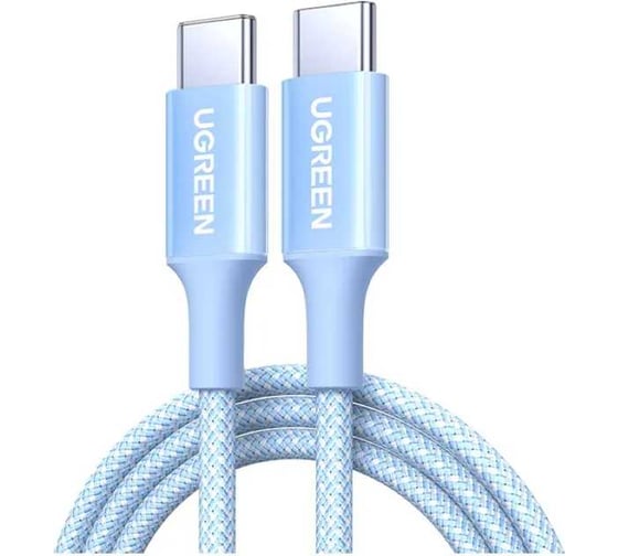 Кабель UGREEN L501 65247 60W USB-C to USB-C PD Fast Charging Braided Cable 3A Max. Длина: 2м. Цвет: голубой 65247_ 1