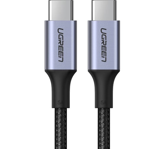 Кабель UGREEN US316 100W USB-C to USB-C PD Fast Charging Braided Cable 5A Max 2шт. Длина: 0,25м. Цвет: серый 15799P