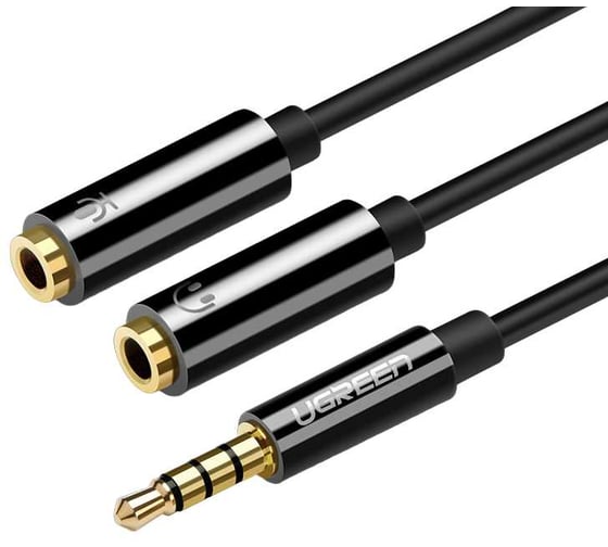 Разветлитель для гарнитуры UGREEN AV141 30620 3.5mm Male To Dual 3.5mm Female Headset Splitter. Длина: 20 см. Цвет: черный 30620_ 1
