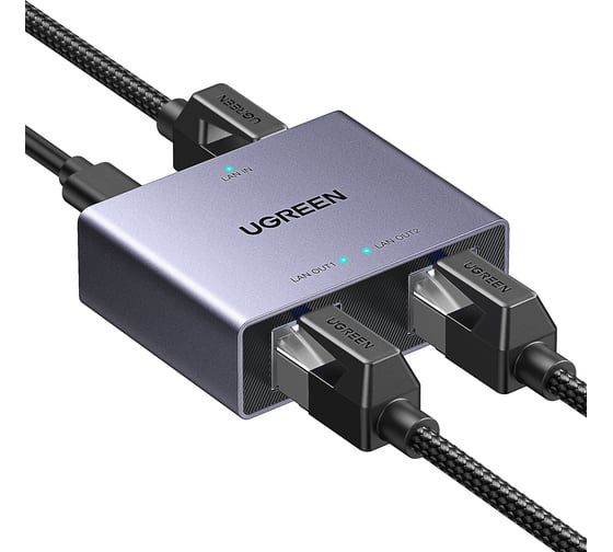 Сплиттер UGREEN NW301 45311 Gigabit Ethernet Splitter 1 to 2. Цвет: серый 45311_