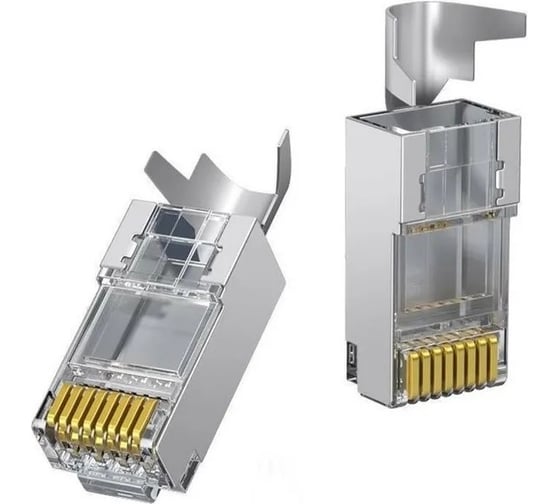 Коннектор Ugreen NW193 50634 Cat 7 Shielded Modular Plug Gold-plated 50U 10шт. Цвет: металлический 50634_