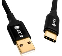 Кабель TypeC GCR 1.0m GOLD для Samsung, OS Android, быстрая зарядка, черный, AL корпус, 28/ 22AWG, VIV52I166