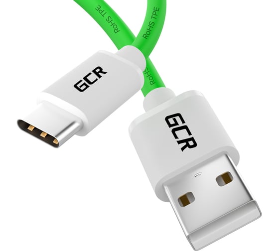 Кабель MicroUSB GCR QC 0.15m быстрая зарядка, зеленый TPE, белые коннекторы, 28/ 22 AWG, VIV53I283 1