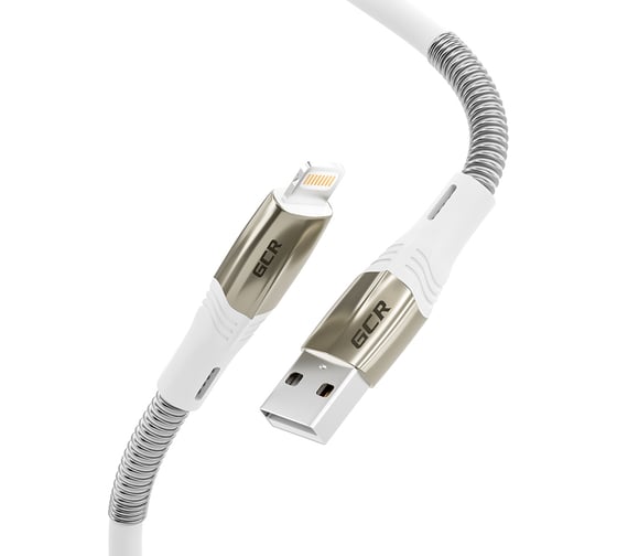 Кабель GCR 1.5m для iPhone, iPad, Air, MFI series MERCEDES & SPRING, WHITE, VIV53I538