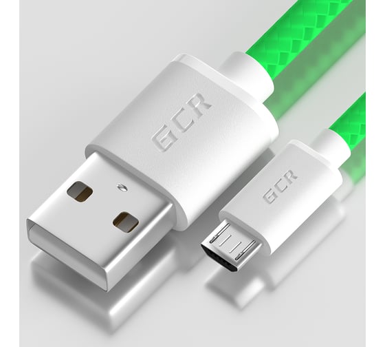 Кабель MicroUSB GCR 0.3m для PowerBank, зеленый нейлон, 28/ 22 AWG, VIV53I519 1