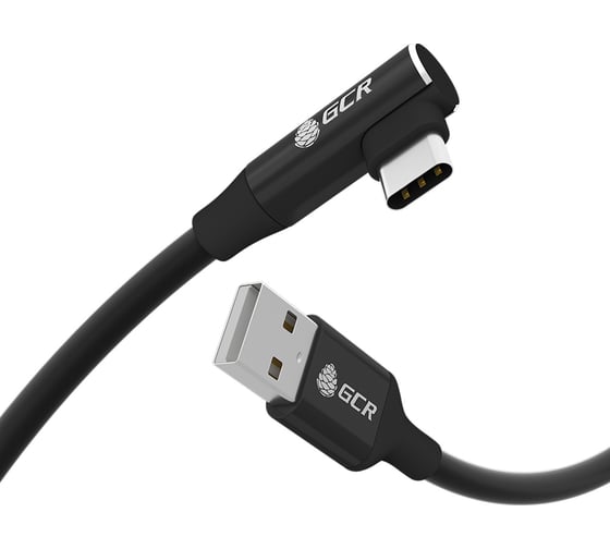 Кабель TypeC GCR PREMIUM 0.7m угловой, черный, AL case черный, 28/ 22 AWG, VIV53I435 1