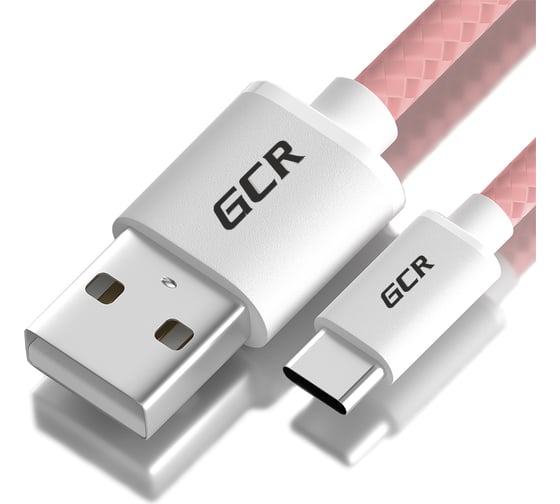 Кабель TypeC GCR 1.0m для быстрой зарядки, розовый нейлон, 28/ 24 AWG, VIV51I708