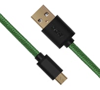 Кабель MicroUSB GCR 0.5m зеленый, нейлон, 28/ 28 AWG, экран, армированный, VIVUAI11MCB6-BB2S-G-0.5m