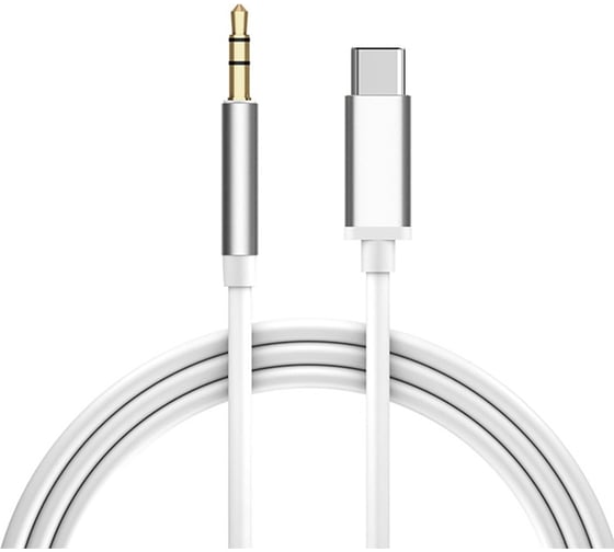 Кабель GCR 1.0m аудио TypeC - AUX jack 3, 5mm, ультрагибкий, белый, серебряный, VIV52I328