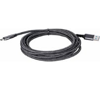 Кабель для быстрой зарядки и передачи данных VCOM USB TYPE C/TYPE A, до 10 Гб/сек, PowerDelivery, 27 W, 3А, проводник медь, в оплётке, 3m CU401M-3M