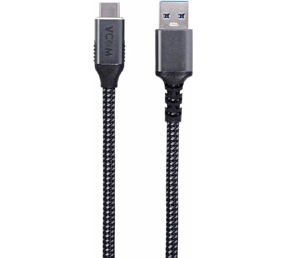 Кабель для быстрой зарядки и передачи данных VCOM USB TYPE C/TYPE A, до 10 Гб/сек, PowerDelivery, 27 W, 3А, проводник медь, в оплётке, 3m CU401M-3M