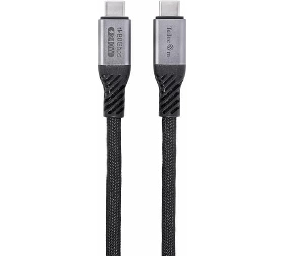 Кабель Telecom USB4 TYPE C медь 16K 60Hz 80GBps 240W PD совместим с Thunderbolt3 алюминиевые коннекторы 1m TUS855-1M