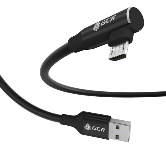 Кабель GCR PREMIUM 1.3m USB 2. AM/ microB угловой правый, черный, AL case черный, 28/ 22 AWG, VIV53I432