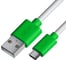 Кабель MicroUSB GCR 1.5m белый, зеленые коннекторы, быстрая зарядка, 28/ 24 AWG, VIV53I227 1