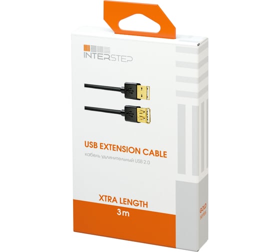 Кабель удлинитель InterStep USB 2.0 AA 3m GOLD 17273