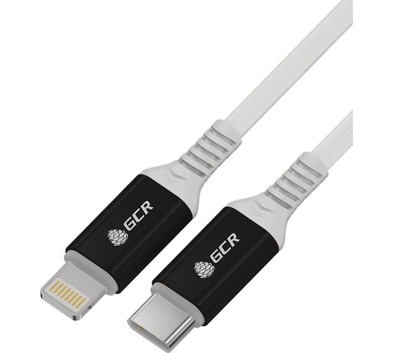 Кабель GCR PREMIUM 1.0m TypeC/ Lightning MFI PD18W, быстрая зарядка, белый силикон, белый ПВХ, VIV53I465