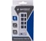 Разветвитель Gembird USB2.0, 4хUSB, с доп. питанием, подсветка и выключатели, кабель USB 55см, белый, коробка UHB-243-ADW 4