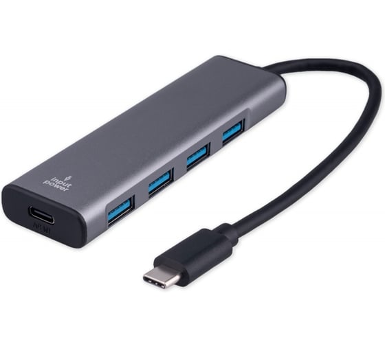 Разветвитель Gembird USB3.1, 7хUSB, с доп.питанием (порт Type-C), OTG, кабель Type-C 19см, алюминий, коробка UHB-U3P7-02