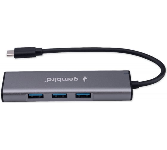 Разветвитель Gembird USB3.1, 7хUSB, с доп.питанием (порт Type-C), OTG, кабель Type-C 19см, алюминий, коробка UHB-U3P7-02