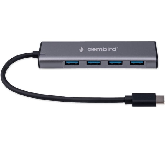 Разветвитель Gembird USB3.1, 7хUSB, с доп.питанием (порт Type-C), OTG, кабель Type-C 19см, алюминий, коробка UHB-U3P7-02