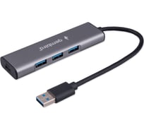 Разветвитель Gembird USB3.1, 7хUSB, с доп.питанием (порт Type-C), кабель USB 19см, алюминий, коробка UHB-U3P7-01