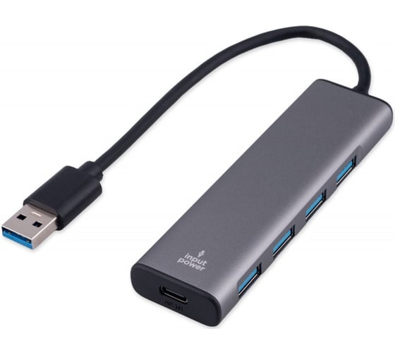 Разветвитель Gembird USB3.1, 7хUSB, с доп.питанием (порт Type-C), кабель USB 19см, алюминий, коробка UHB-U3P7-01