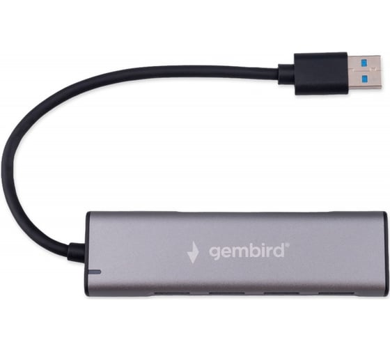 Разветвитель Gembird USB3.1, 7хUSB, с доп.питанием (порт Type-C), кабель USB 19см, алюминий, коробка UHB-U3P7-01