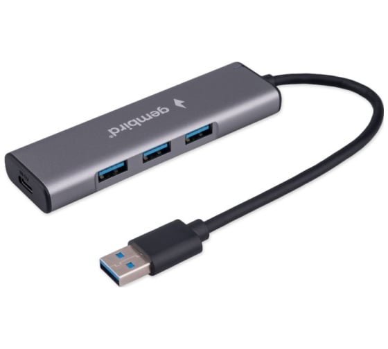 Разветвитель Gembird USB3.1, 7хUSB, с доп.питанием (порт Type-C), кабель USB 19см, алюминий, коробка UHB-U3P7-01