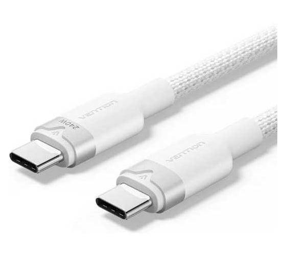 Кабель VENTION USB 2.0 CM/CM - 2м, белый, 5А PD240W TRIWH