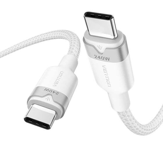 Кабель VENTION USB 2.0 CM/CM - 2м, белый, 5А PD240W TRIWH