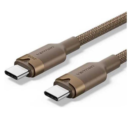 Кабель VENTION USB 2.0 CM/CM - 1м, бронза, 5А PD240W TRIJF