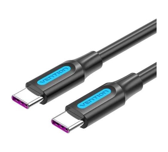 Кабель VENTION USB 2.0 CM/CM 5А PD100W - 2м, черный COTBH 1