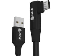 Кабель GCR PREMIUM 0.7m USB 2. AM/ microB угловой правый, черный, AL case черный, 28/ 22 AWG, VIV53I433