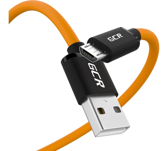 Кабель MicroUSB GCR QC 1.0m быстрая зарядка, оранжевый TPE, черные коннекторы, 28/ 22 AWG, VIV52I480