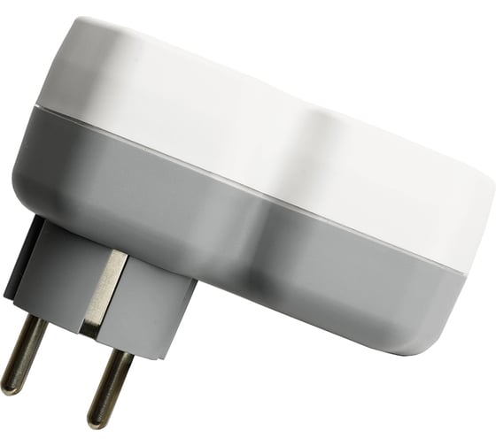 Разветвитель сетевой STEKKER на 1 выход, с заземлением, 250В, 16А, USB A+ Type C, 2,4А, PD, белый/серый, ADP16-16-20 50109