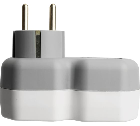 Разветвитель сетевой STEKKER на 1 выход, с заземлением, 250В, 16А, USB A+ Type C, 2,4А, PD, белый/серый, ADP16-16-20 50109